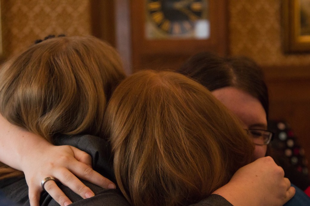 Hugs all around between the sisters and I :)